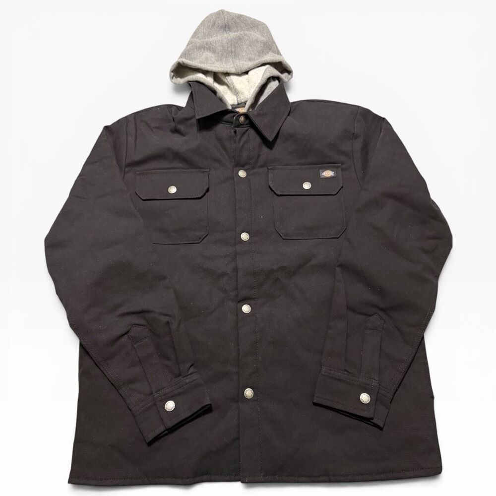 Dickies Quilted Lined Duck Canvas Woven Black Shirt Jacket Boys size XL 16Y NWT